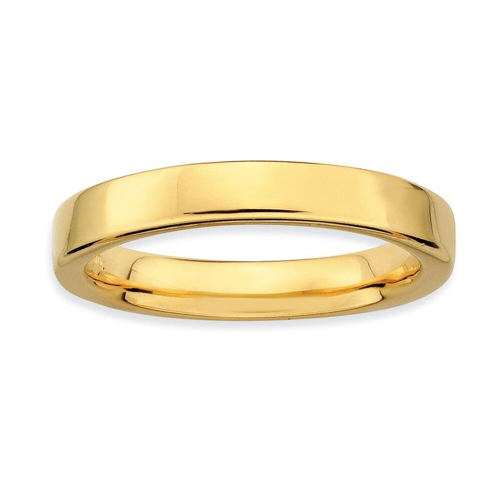 14k Yellow Gold Plated Sterling Silver Polished Flat 3.5mm Band, Sz 5